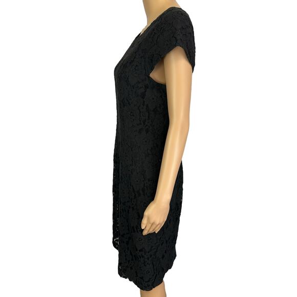 J. Crew Lace Overlay Dress Black Short Sleeve 22156 Size 8 - Picture 6 of 11